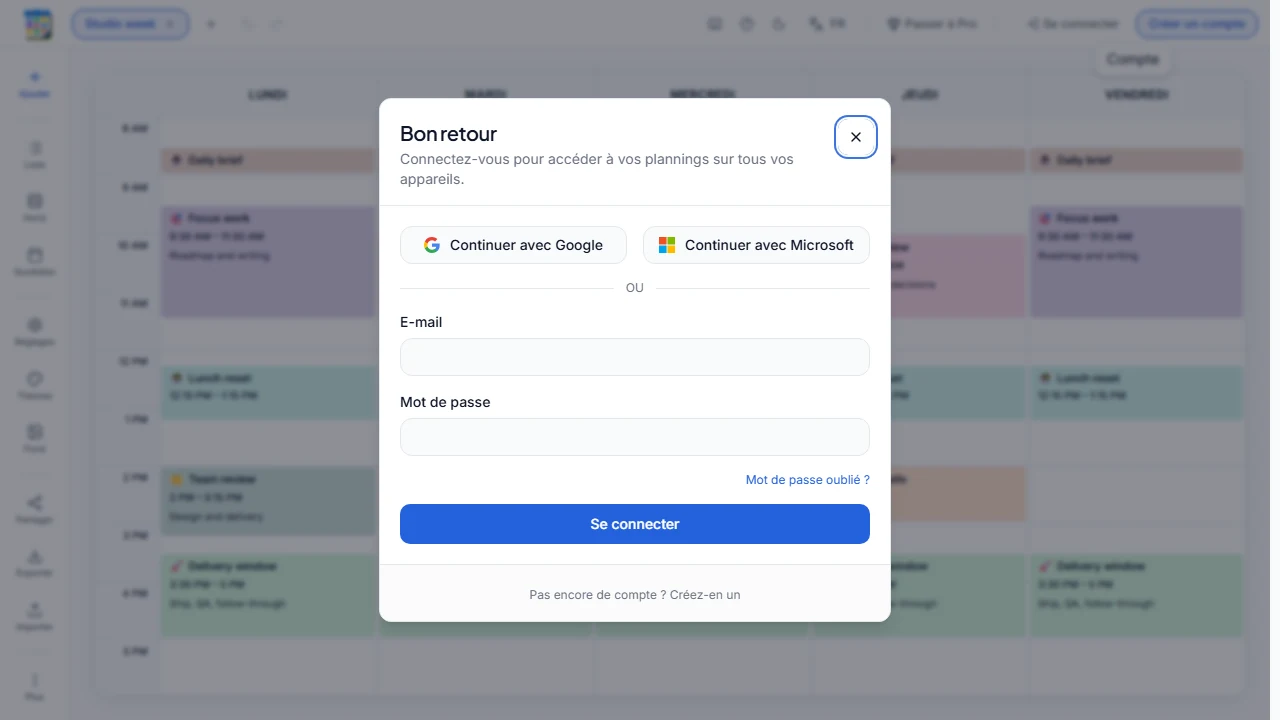 Emplacement pour une capture d’écran de la page de connexion et du lien Mot de passe oublié